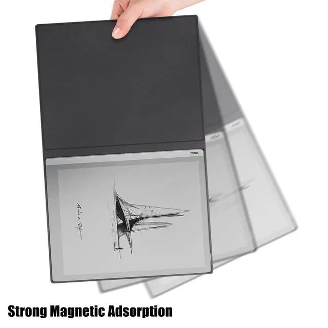 Alt view image 4 of 5 - LaoShuSheng Magnetic Case for 10.3" Onyx Boox Go 10.3 ePaper Tablet (2024 Released) - Ultra-Thin Lightweight, PU Leather Book Folio Cover with Auto Sleep/Wake (Cloth Black)