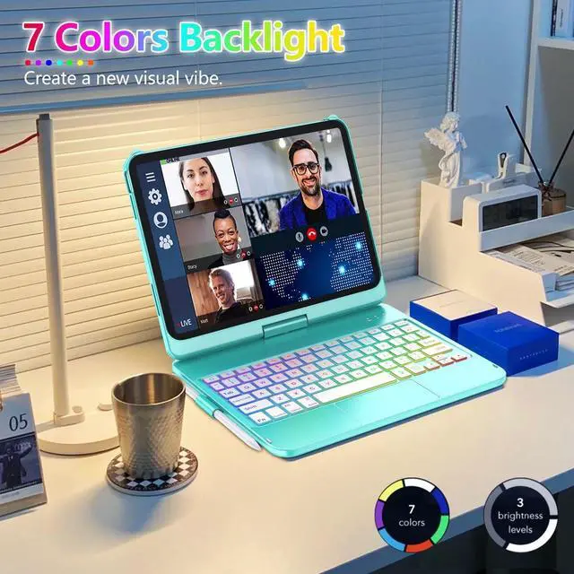 Alt view image 5 of 5 - FUWANG Touch Keyboard Case for iPad (A16) 11th Generation 11 inch 2025&10th Gen 10.9 inch 2022, 360° Rotate for iPad 10th Generation Case with Keyboard, Backlit Keyboard Case with Pencil Holder