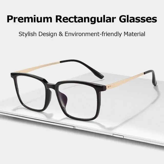 Alt view image 2 of 5 - ZanyLen Blue Light Blocking Glasses for Men Large-sized Anti Glasses Reduce UV, Computer Eyeglasses Gaming Glasses Black/Golden Rectangular TR90