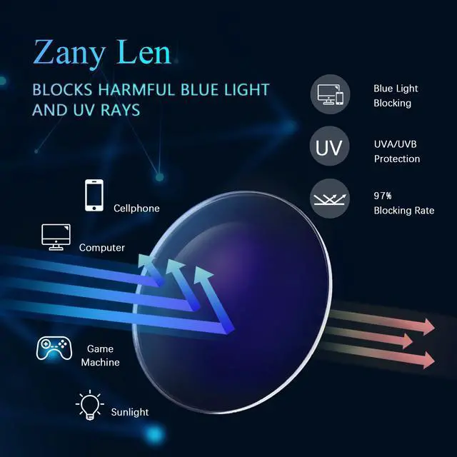 Alt view image 5 of 5 - ZanyLen Blue Light Blocking Glasses for Men Large-sized Anti Glasses Reduce UV, Computer Eyeglasses Gaming Glasses Black/Golden Rectangular TR90