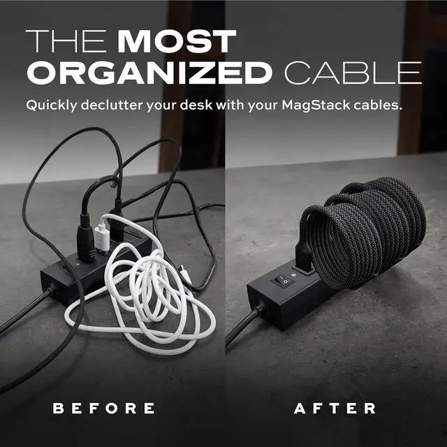 Alt view image 3 of 5 - Statik MagStack USB A to iPhone Cable MFi Certified, Clutter-Free Magnetic Charging Cable, Anti-Tangle Phone Charger Cord, 12W, Compatible with iPhone 14 Pro Max, 13 12 11, 3FT/1M