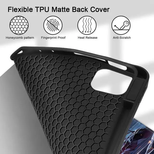 Alt view image 4 of 5 - Tuiklol for iPad Pro 13 inch 2025 2024 Release M5/M4 Chip - Built in Pencil Holder Ultra Retina Slim Protective Stand Back Cover with Smart Trifold Stand Auto Wake/Sleep, Ethereal Flowers