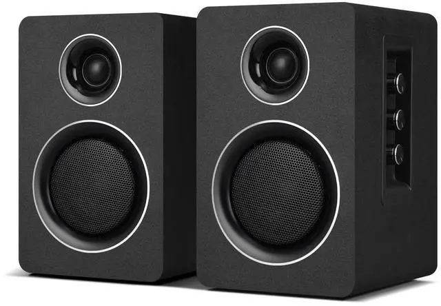 Main image of Computer Speakers for Desktop PC, Active Bookshelf Speaker with 3 Carbon Fiber Woofer and Silk Film Tweeter ,Supports Bluetooth 5.3, USB-C, AUX/RCA Input for Record Player TV - Black Stereo Set