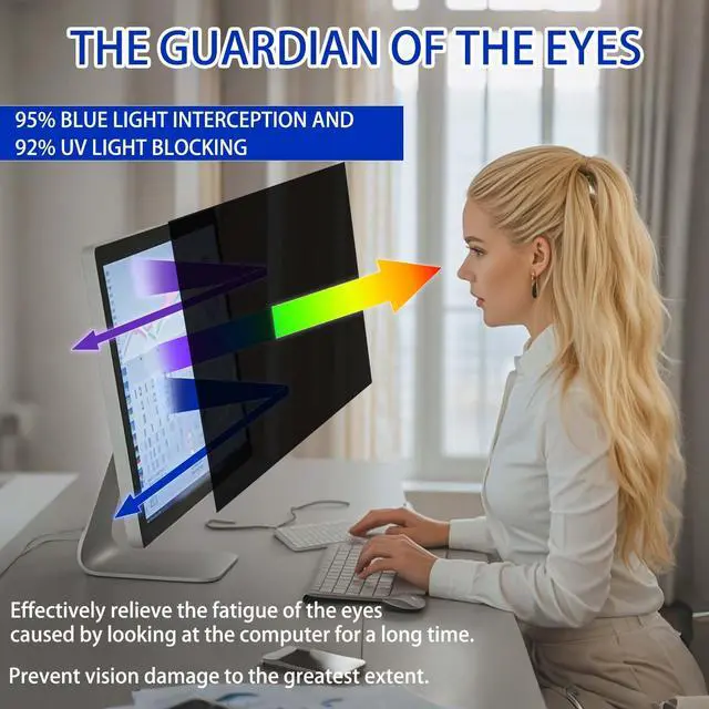 Alt view image 3 of 5 - Ceydebne 20 Inch Privacy Screen for Monitor with 16:9 Widescreen Monitor Blue Light Screen Protector - Anti-Glare - Anti-Scratch Protector Film for Data Confidentiality Privacy Shield [2 Pack]