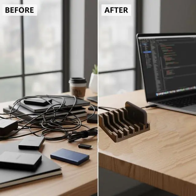 Alt view image 4 of 5 - for Samsung SSD/T5/T7/T7/T9 Holder Organizer Stand Solid State Drive Organizer, Vertical Space-Saving Organizer with Non-Slip Base, Non-Slip Base (Gray)