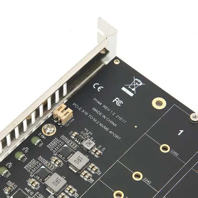 Alt view image 3 of 5 - Quad M.2 NVME SSD to PCI-E 4.0 X16 Adapter, High Speed 4x32Gbps Soft Raid Card with Individual LED Indicator Support 2230 2242 2260 2280 (ph44)
