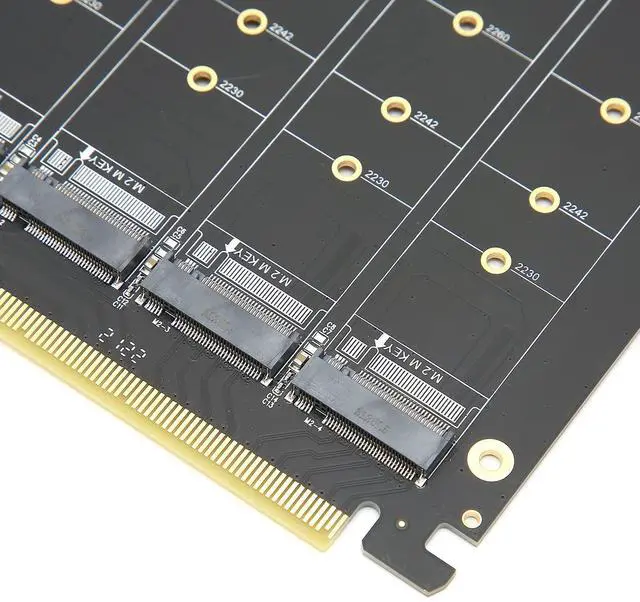Alt view image 4 of 5 - Quad M.2 NVME SSD to PCI-E 4.0 X16 Adapter, High Speed 4x32Gbps Soft Raid Card with Individual LED Indicator Support 2230 2242 2260 2280 (ph44)