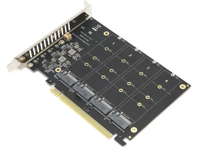 Alt view image 5 of 5 - Quad M.2 NVME SSD to PCI-E 4.0 X16 Adapter, High Speed 4x32Gbps Soft Raid Card with Individual LED Indicator Support 2230 2242 2260 2280 (ph44)