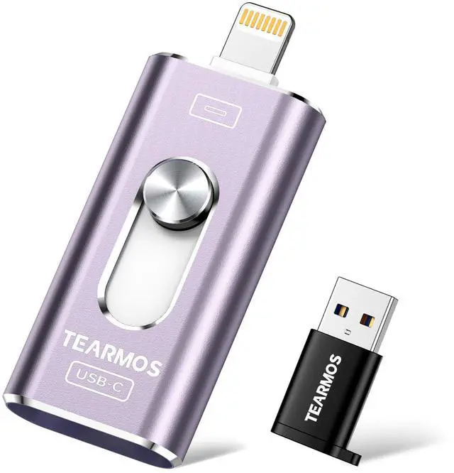 Main image of TEARMOS 256GB Photo Stick for iPhone Flash Drive, Memory Stick Phone Storage for Photos and Videos Files Backup, Compatible with iPhone iPad Android PC, Plug & Play, No App Required (Purple)