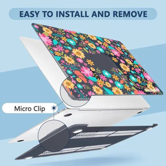 Alt view image 3 of 5 - MecBevia Compatible with MacBook Air 13.3 inch Case 2021-2018 Release A2337 M1 A2179 A1932 Touch ID, Plastic Hard Shell&Keyboard Cover&Screen Protector&Webcam Cover&Type-C Adapter, Colorful Flowers