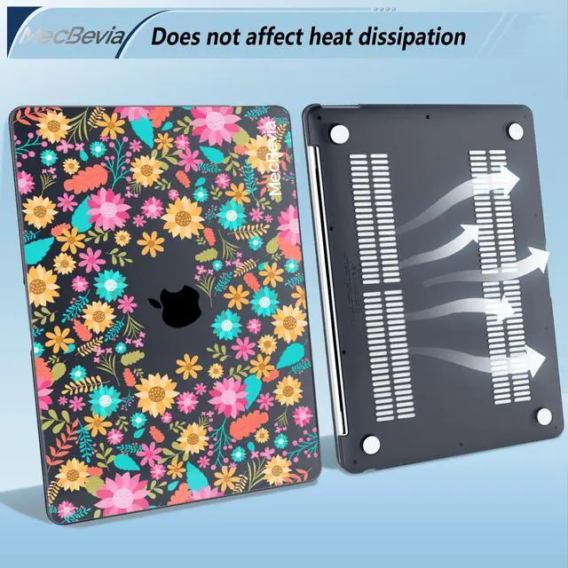 Alt view image 4 of 5 - MecBevia Compatible with MacBook Air 13.3 inch Case 2021-2018 Release A2337 M1 A2179 A1932 Touch ID, Plastic Hard Shell&Keyboard Cover&Screen Protector&Webcam Cover&Type-C Adapter, Colorful Flowers