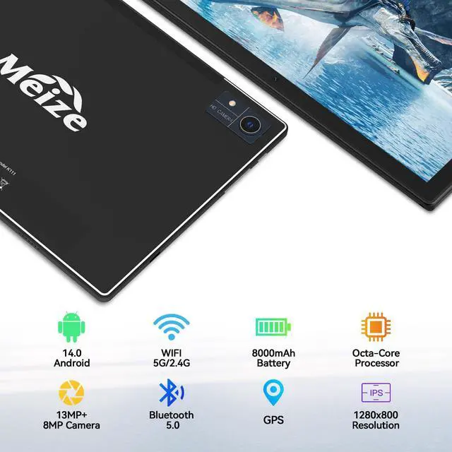 Alt view image 3 of 5 - Latest 2025 Android 14 Tablet, 128GB+16(8+8 Expand) GB/512GB Expand, Octa-Core Tablets with 5G WiFi, 8000mAh Battery, 10.1 inch Tablets with 21MP Camera, Tablet with Keyboard, Bluetooth, Mouse, Case