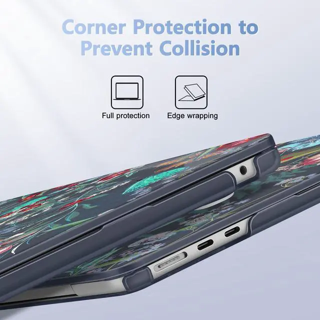 Alt view image 3 of 5 - Lepeoac Case for MacBook Air 15 Inch 2025 2024 2023 Release M4 A3241 M3 A3114 M2 A2941, Hard Shell with Screen Protector & Keyboard Cover, Compatible with Touch ID, Flowers & Herbs