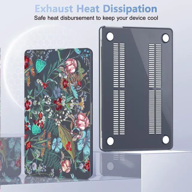 Alt view image 4 of 5 - Lepeoac Case for MacBook Air 15 Inch 2025 2024 2023 Release M4 A3241 M3 A3114 M2 A2941, Hard Shell with Screen Protector & Keyboard Cover, Compatible with Touch ID, Flowers & Herbs