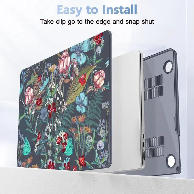 Alt view image 5 of 5 - Lepeoac Case for MacBook Air 15 Inch 2025 2024 2023 Release M4 A3241 M3 A3114 M2 A2941, Hard Shell with Screen Protector & Keyboard Cover, Compatible with Touch ID, Flowers & Herbs