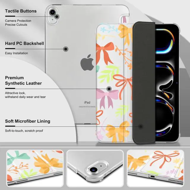 Alt view image 4 of 5 - MecBevia Case Compatible with iPad Air 11 Inch M3 (2025) / M2 (2024), iPad Air 10.9 Inch 5th Gen (2022) / 4th Gen (2020), Hard PC Back Cover with Auto Wake/Sleep, Ribbon Daydream