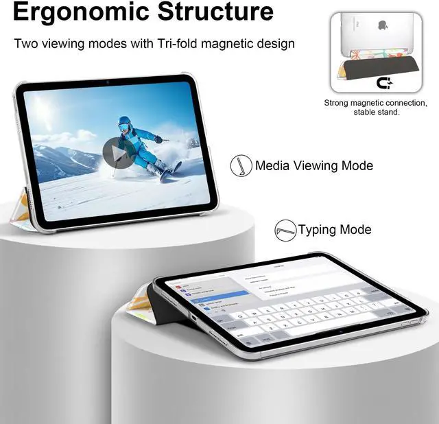 Alt view image 5 of 5 - MecBevia Case Compatible with iPad Air 11 Inch M3 (2025) / M2 (2024), iPad Air 10.9 Inch 5th Gen (2022) / 4th Gen (2020), Hard PC Back Cover with Auto Wake/Sleep, Ribbon Daydream