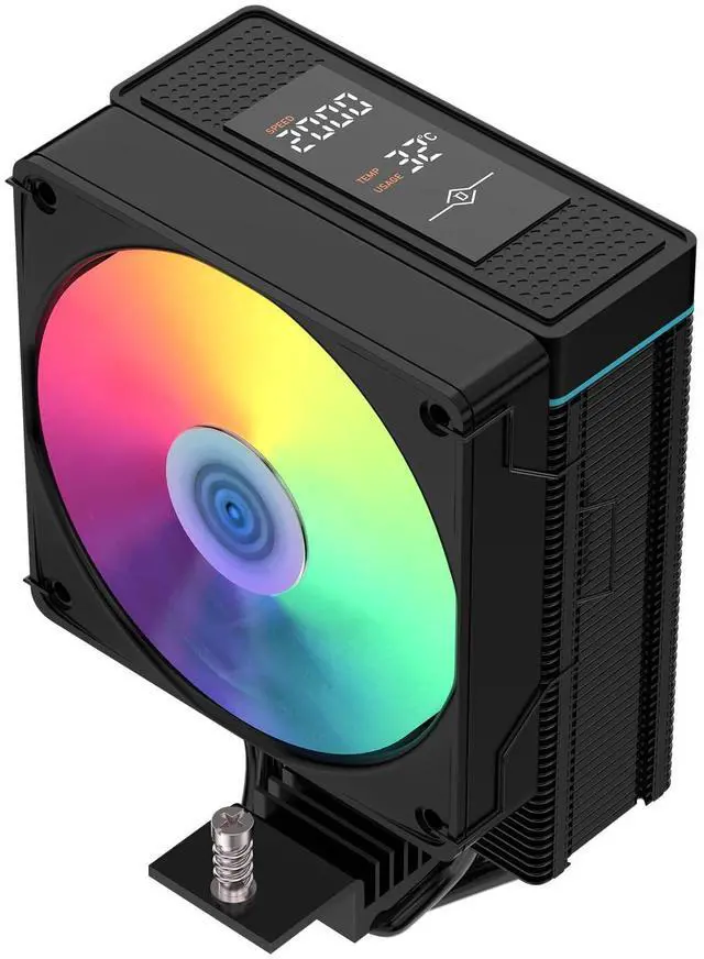 Main image of RUIXMIIDII CPU Air Cooler with Display, 4 Pure Copper Heat Pipes, 120mm ARGB PWM Quiet Fan, Single Tower Computer CPU Cooling Fan, CPU Cooler for AM5/AM4, Intel LGA 1851/18XX/1700/1200/115X, Black