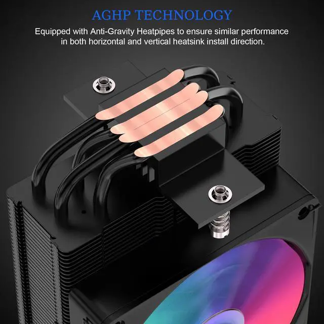 Alt view image 2 of 5 - RUIXMIIDII CPU Air Cooler with Display, 4 Pure Copper Heat Pipes, 120mm ARGB PWM Quiet Fan, Single Tower Computer CPU Cooling Fan, CPU Cooler for AM5/AM4, Intel LGA 1851/18XX/1700/1200/115X, Black