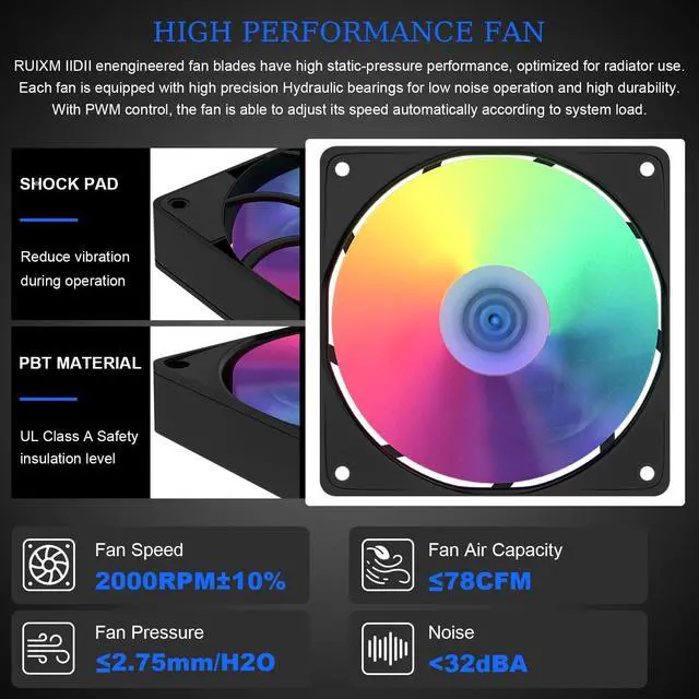 Alt view image 5 of 5 - RUIXMIIDII CPU Air Cooler with Display, 4 Pure Copper Heat Pipes, 120mm ARGB PWM Quiet Fan, Single Tower Computer CPU Cooling Fan, CPU Cooler for AM5/AM4, Intel LGA 1851/18XX/1700/1200/115X, Black