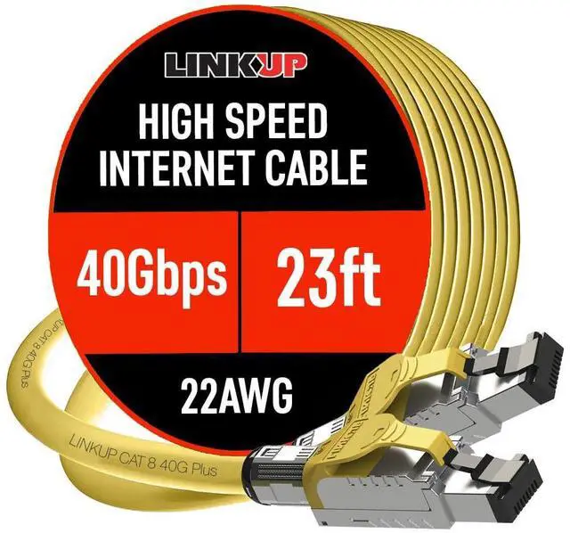 Main image of LINKUP Cat 8 Ethernet Cable | Long Internet Cord | High Speed LAN Connection | RJ45 connectors | Use with Cat 5/ Cat 6/ Cat 7 | Optimal for Gaming