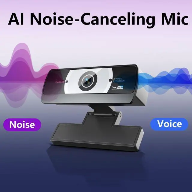 Alt view image 5 of 5 - 4K Webcam for PC - 4K Ultra HD Computer Camera with PDAF Autofocus, AI Noise-Canceling Mic, USB Plug & Play, 80° FOV & Auto Lighting Correction for Laptop & Desktop (Social Streaming Video Call)