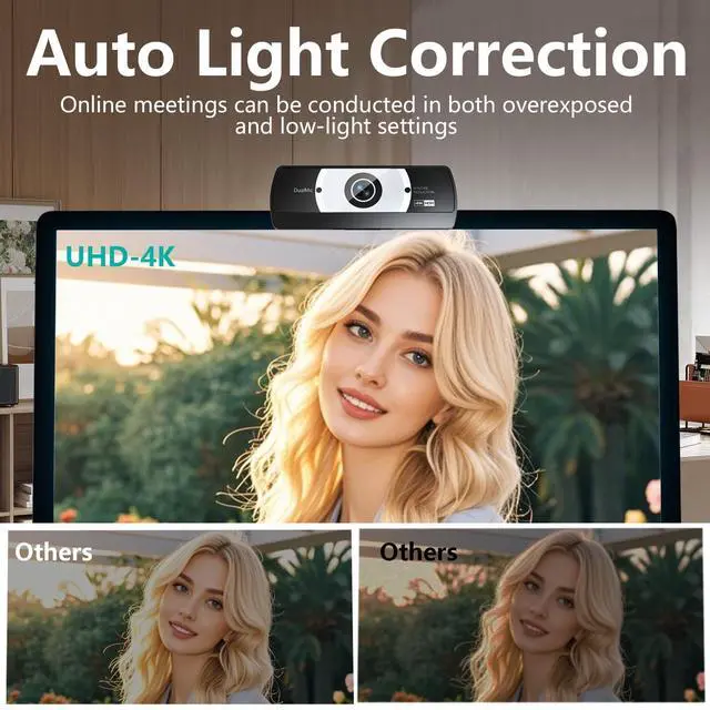 Alt view image 4 of 5 - 4K Webcam for PC - 4K Ultra HD Computer Camera with PDAF Autofocus, AI Noise-Canceling Mic, USB Plug & Play, 80° FOV & Auto Lighting Correction for Laptop & Desktop (Social Streaming Video Call)