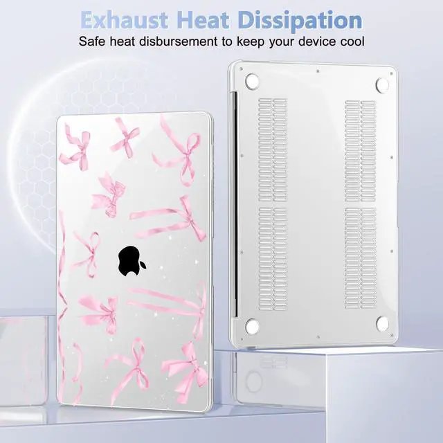 Alt view image 4 of 5 - Lepeoac for MacBook Air 13 inch Case 2020 2019 2018 Release A2337 M1 A2179 A1932 with Liquid Retina Display & Touch ID, [Sturdy Shockproof] Hard Shell with Screen Protector, Bowknot