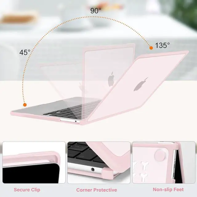 Alt view image 4 of 5 - MOSISO Compatible with MacBook Air 13 inch Case 2025 2024 2023 2022 M4 A3240 M3 A3113 M2 A2681, Soft TPU Bumper Anti-Fingerprint Hard Case&Keyboard Cover for MacBook Air 13.6 inch Case, Chalk Pink