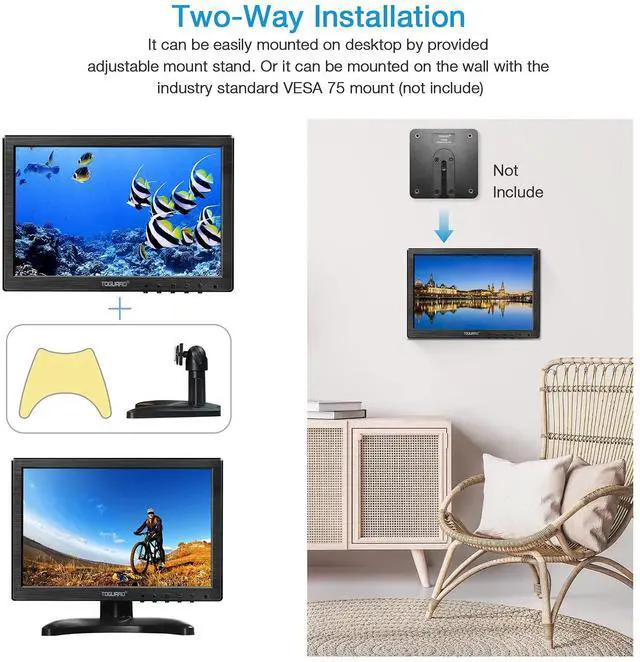 Alt view image 2 of 5 - CAMWORLD Security Monitor, 10.1 Inch Touchscreen Small HDMI Monitor, 1280x800 Portable Mini Computer Monitors Screen LCD Display w/Speaker, HDMI VGA AV Port for CCTV PC Security System Raspberry Pi