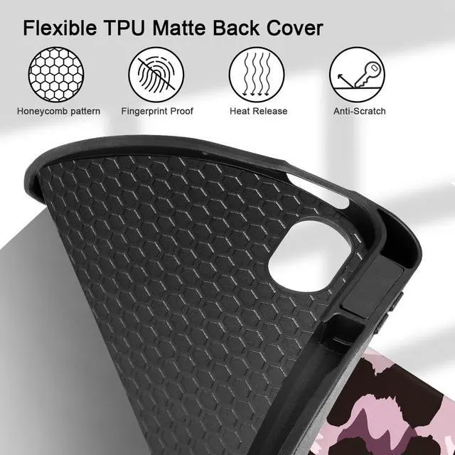 Alt view image 5 of 5 - Mektron Case for iPad Air 11 inch (M3 2025 7th /M2 2024 6th), Compatible with iPad Air 10.9" (2022 5th Gen /2020 4th Gen) Tablet Cover with Auto Wake/Sleep, Leopard Pink Butterfly