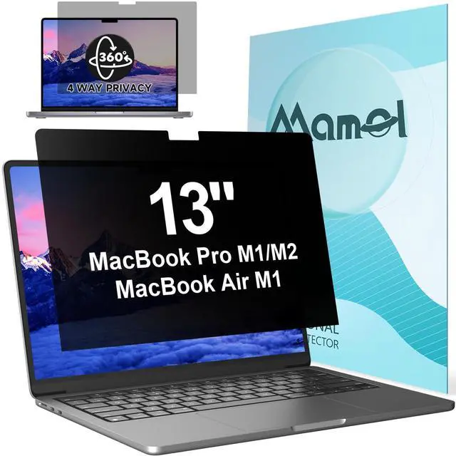 Main image of 360° Privacy Screen for Macbook Pro 13 Inch (2016-2022, M1, M2) & Air 13 inch (2018-2021, M1), Anti Glare Blue Light Filter, Nano No Glue Anti Spy Black Protector for Mac Pro 13In Laptop Computer