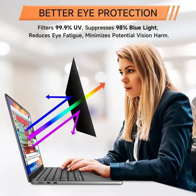 Alt view image 4 of 5 - 360° Privacy Screen for Macbook Pro 13 Inch (2016-2022, M1, M2) & Air 13 inch (2018-2021, M1), Anti Glare Blue Light Filter, Nano No Glue Anti Spy Black Protector for Mac Pro 13In Laptop Computer