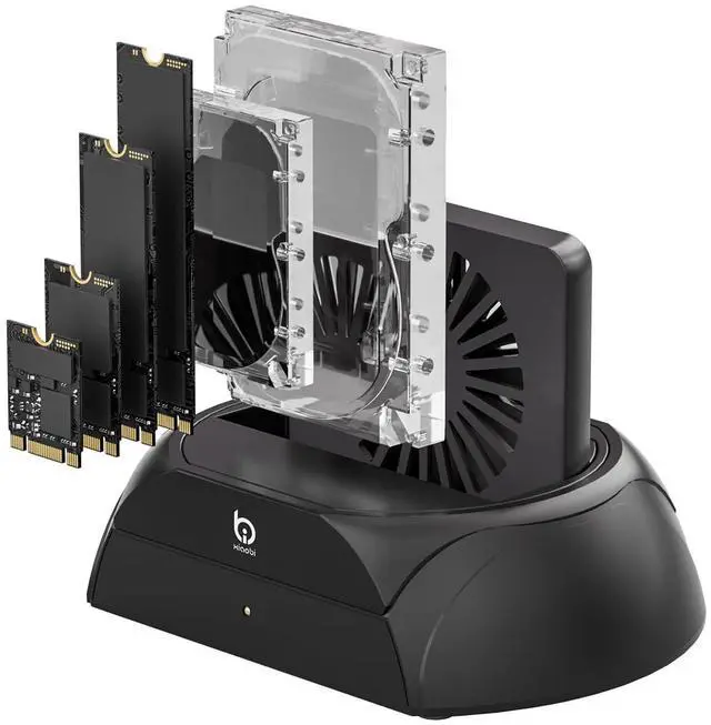 Main image of Hard Drive Docking Station, Pcie NVMe Adapter with Cooling Fan Superior Cooling Efficiency, External Hard Drive Reader Compatible with M.2 NVMe/SATA SSD & 2.5" and 3.5" SATA HDD SSD
