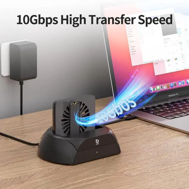 Alt view image 4 of 5 - Hard Drive Docking Station, Pcie NVMe Adapter with Cooling Fan Superior Cooling Efficiency, External Hard Drive Reader Compatible with M.2 NVMe/SATA SSD & 2.5" and 3.5" SATA HDD SSD