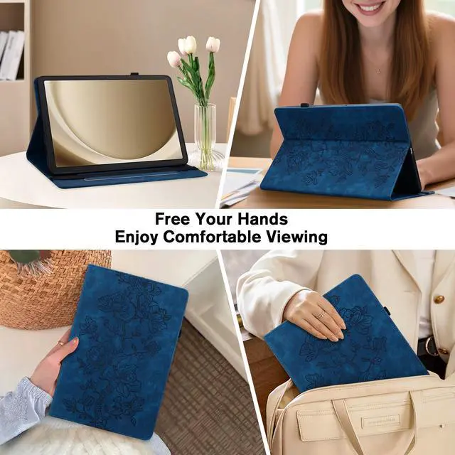 Alt view image 4 of 5 - YHDXUYS Case for Samsung Galaxy Tab S10 Plus 2024/S9 FE Plus 2023/S9 Plus 2023 12.4 Inch, Slim PU Leather Folio Cover with Multi-Angle Stand and Pen Holder, Blue