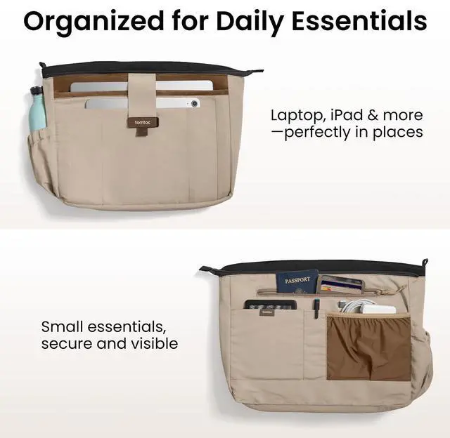 Alt view image 4 of 5 - tomtoc 14-inch Puffy Laptop Tote Bag for Women 10L, Lightweight Puffer Work Tote with Padded Device Compartment for 13/14-inch MacBook Laptop, Organized Work Bag for Office, Business, Daily Essentials