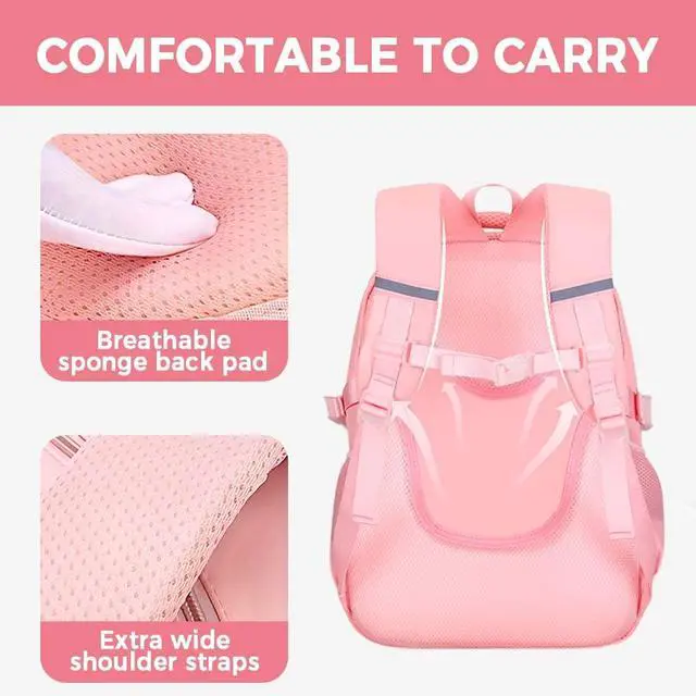 Alt view image 4 of 5 - Cute Backpack for Teen Girls Kids Kawaii Bookbag Large School Back Packs Aesthetic Travel Daypack Ages 6-8 8-10 10-12 (Pink,L)