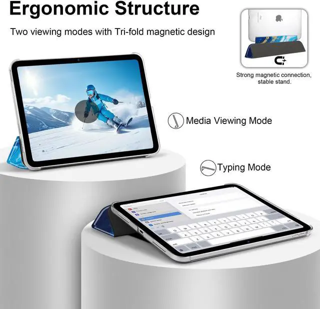 Alt view image 5 of 5 - MecBevia Case Compatible with iPad Air 11 Inch M3 (2025) / M2 (2024), iPad Air 10.9 Inch 5th Gen (2022) / 4th Gen (2020), Hard PC Back Cover with Auto Wake/Sleep, Oceans