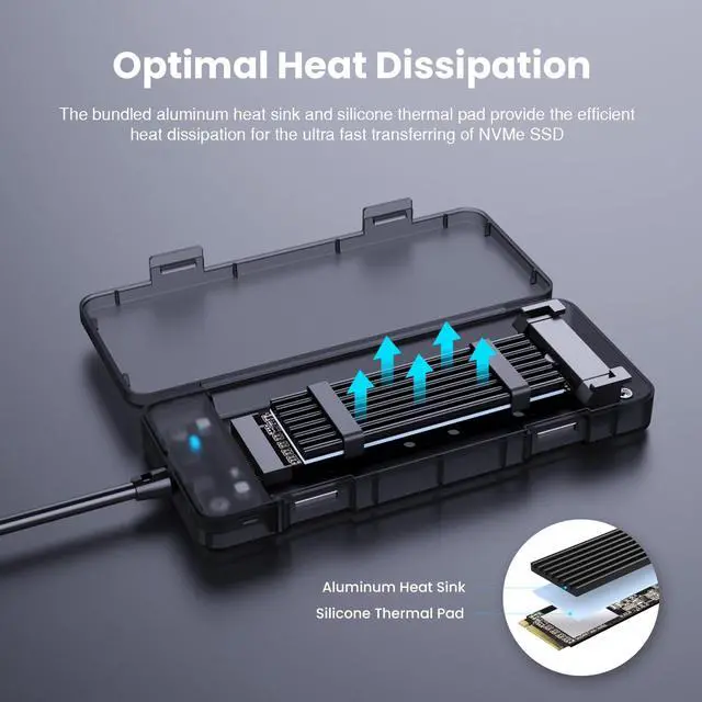 Alt view image 3 of 5 - HIMARS M.2 NVMe (PCIe) SSD Tool-Free Enclosure to USB 3.2 Gen 2 Type C (US-2575)