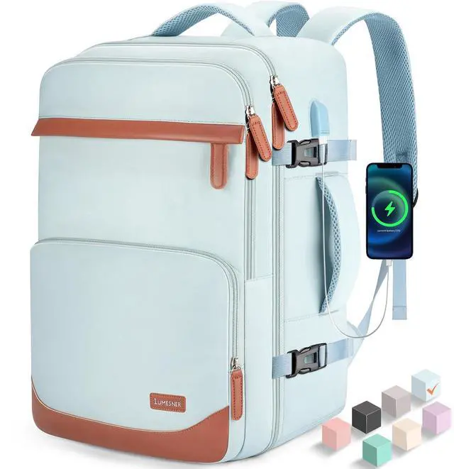 Main image of Velaybor 40L Travel Backpack with USB Charging Port, Water-Resistant Carry On Backpack for Men Women, Business Laptop Backpack for Trips & Commutes, Fits 15.6/17.3 Inch Laptop