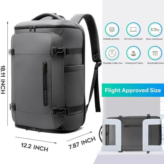 Alt view image 2 of 5 - BANGE Large Luggage backpack Backpack, 40L Travel Laptop Backpack Fits 17.3 Inch Notebook, Traveling Luggage Backpack,Carry On Rucksack with Water Bottle Holder for Traveling, Hiking, Business