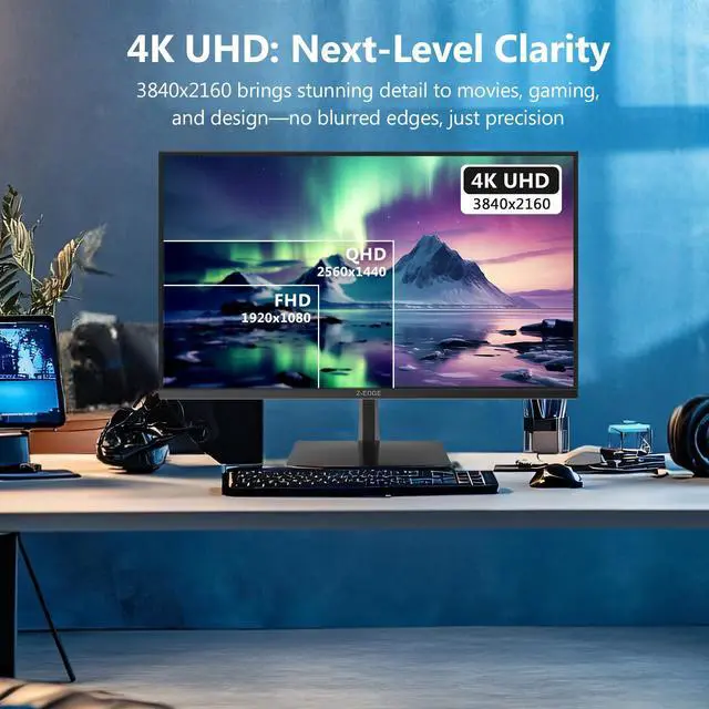 Alt view image 2 of 5 - Z-Edge 27-inch 4K Gaming Monitor, 120Hz UHD 3840x2160 IPS Monitor, S274K 1ms MPRT Refresh Rate, 16.7M Colors, HDMI 2.0 x2 and DP 1.4 x 2