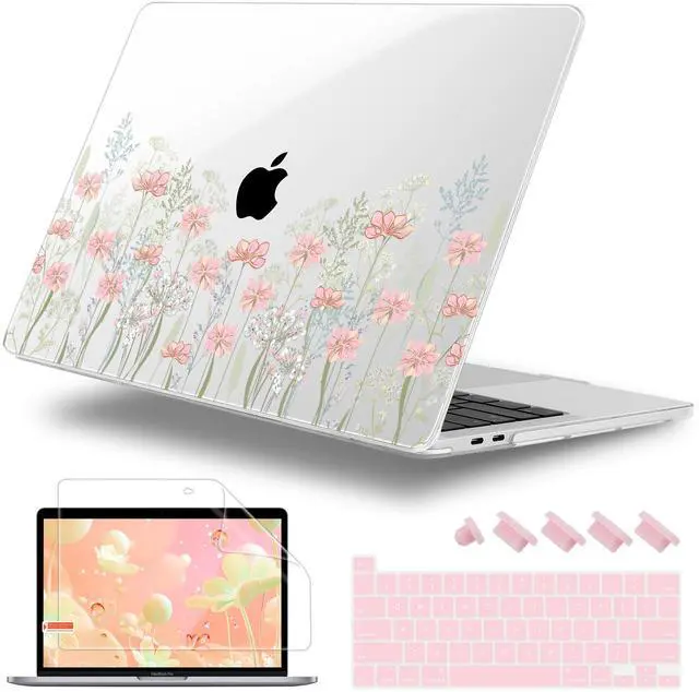 Main image of Lepeoac Case for MacBook Pro 13 inch with/Without Touch Bar (2016-2022, M2 A2338 M1 A2289 A2251 A2159 A1989 A1706 A1708), Hard Shell + Keyboard Cover + Dust Plug, Floral C322
