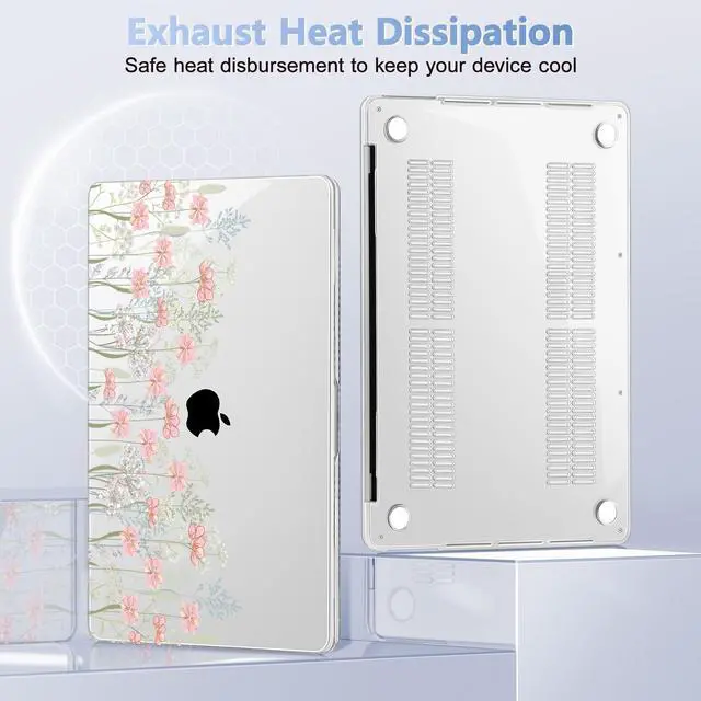 Alt view image 4 of 5 - Lepeoac Case for MacBook Pro 13 inch with/Without Touch Bar (2016-2022, M2 A2338 M1 A2289 A2251 A2159 A1989 A1706 A1708), Hard Shell + Keyboard Cover + Dust Plug, Floral C322