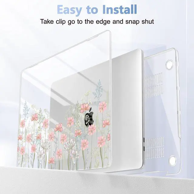 Alt view image 5 of 5 - Lepeoac Case for MacBook Pro 13 inch with/Without Touch Bar (2016-2022, M2 A2338 M1 A2289 A2251 A2159 A1989 A1706 A1708), Hard Shell + Keyboard Cover + Dust Plug, Floral C322