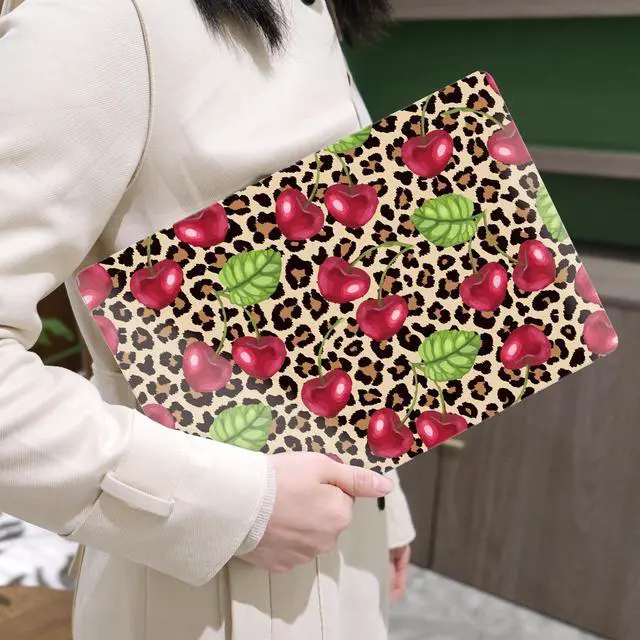 Alt view image 4 of 5 - MEEgoodo for M2 MacBook Pro 13 inch Case 2022 2021 2020,Crystal Cover Fit Model A2338 M2/M1 A2251 A2289,Clear Case for 13.3-inch Laptop,Hard Shell for MacBook Pro M2, Beige Brown & Cherry