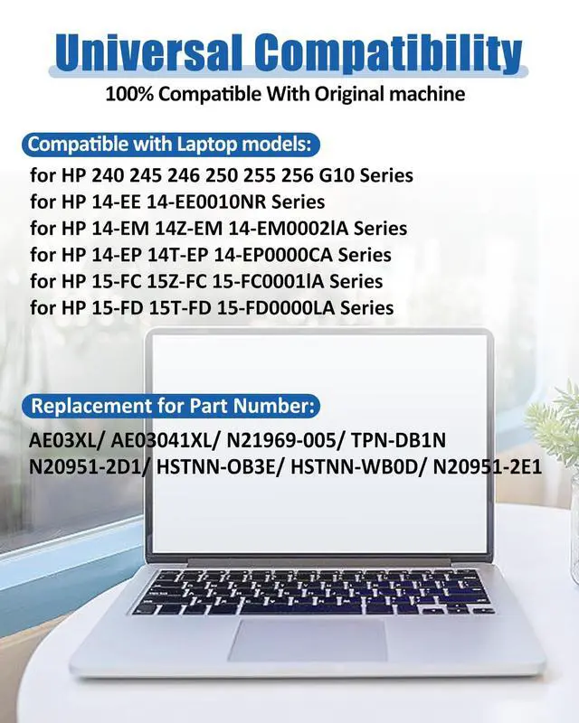 Alt view image 3 of 5 - bossfulton 41.04Wh AE03XL N21969-005 Battery Replacement for HP 240 G10 245 G10 246 G10 250 G10 255 Series Notebook N20951-171 N20951-CC1 N21969-005 -11.25V 3467mAh 3-Cell