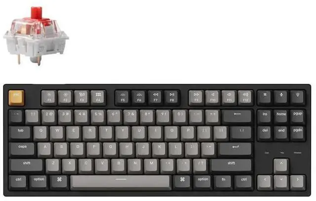 Main image of Keychron C1 Pro Wired Mechanical Keyboard TKL Layout, QMK Programmable RGB Backlit with Hot-swappable K Pro Red Switch, OEM Profile Double-Shot PBT Keycaps Compatible for Mac Windows Linux