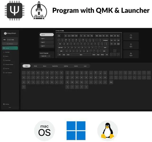 Alt view image 2 of 5 - Keychron C1 Pro Wired Mechanical Keyboard TKL Layout, QMK Programmable RGB Backlit with Hot-swappable K Pro Red Switch, OEM Profile Double-Shot PBT Keycaps Compatible for Mac Windows Linux